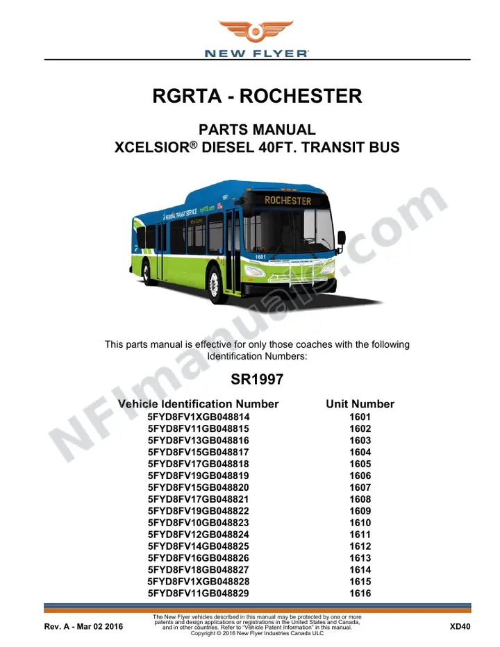 SR1997 Parts Manual, RGRTA - Rochester first-page preview