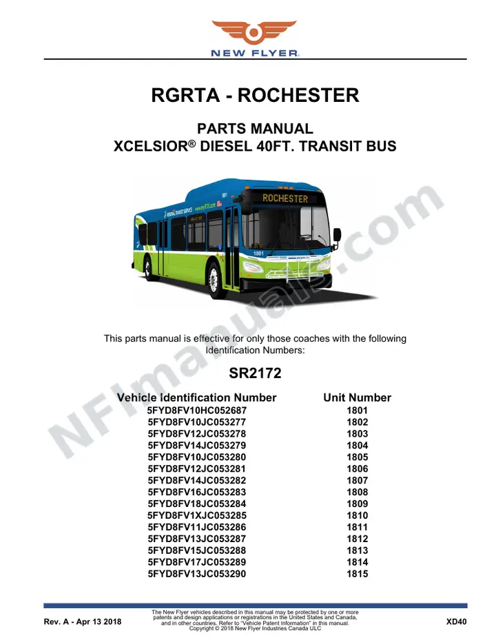 SR2172 Parts Manual, RGRTA - Rochester first-page preview
