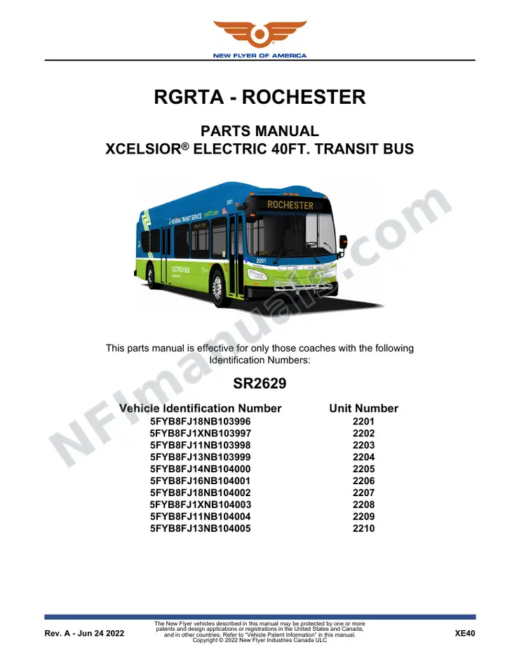 SR2629 Parts Manual, RGRTA - Rochester first-page preview