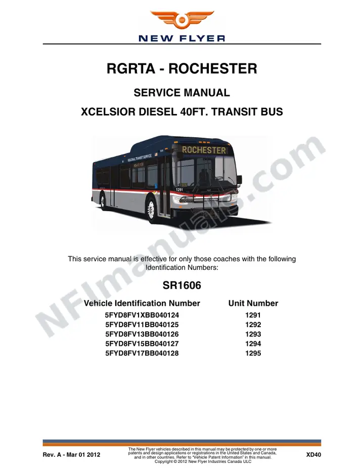 SR1606 Service Manual, RGTRA - Rochester first-page preview