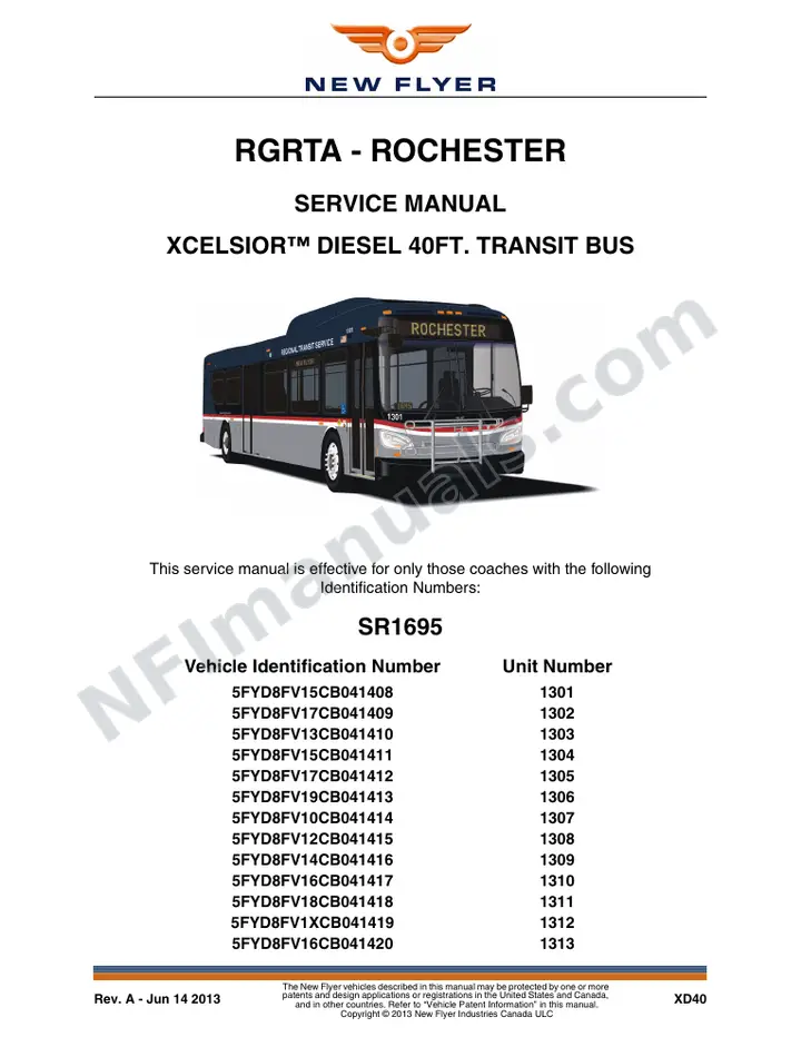 SR1695 Service Manual, RGRTA - Rochester first-page preview