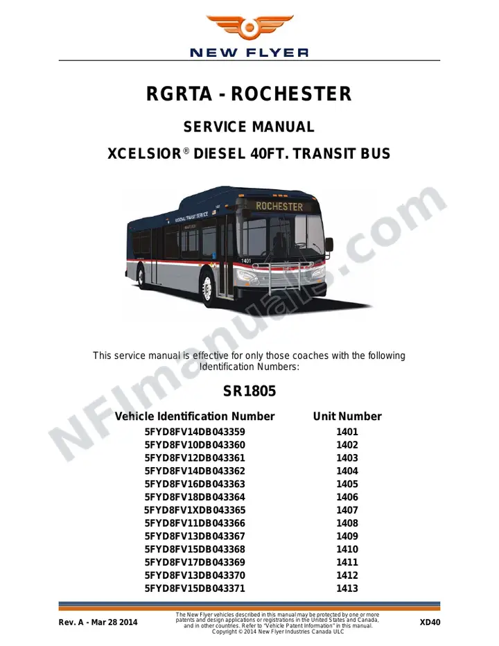 SR1805 Service Manual, RGRTA - Rochester first-page preview