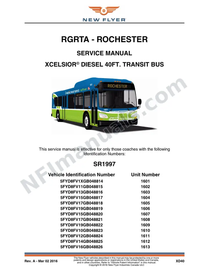 SR1997 Service Manual, RGRTA - Rochester first-page preview
