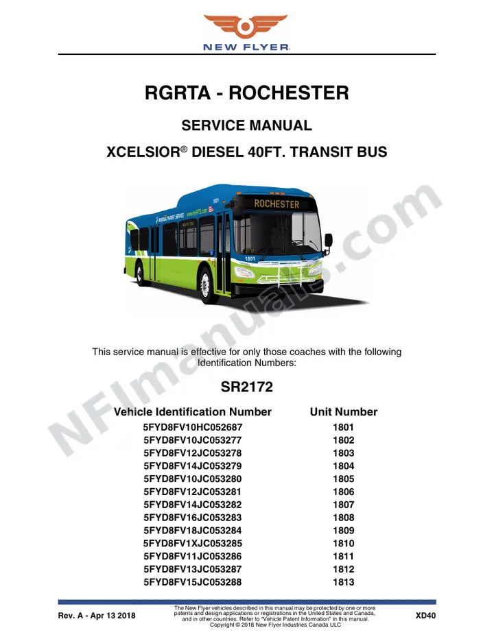 SR2172 Service Manual, RGRTA - Rochester first-page preview