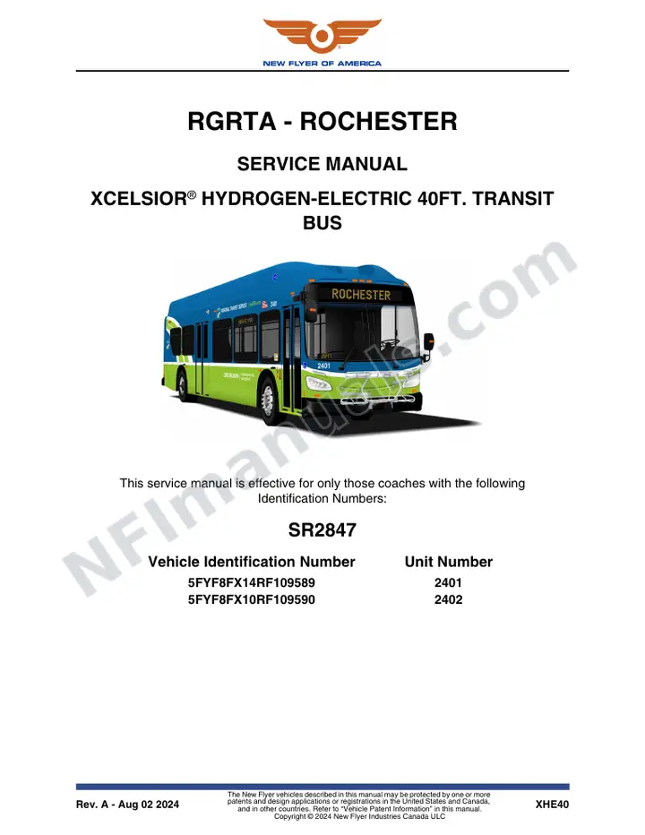 SR2847 Service Manual, Rochester Public Transit first-page preview