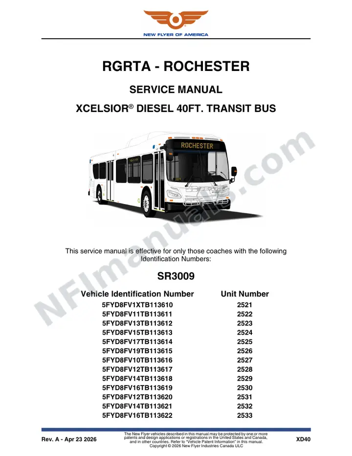 SR3009 Service Manual, RGRTA - Rochester first-page preview