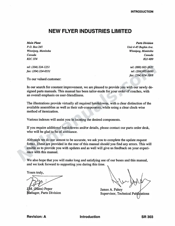 SR303 Parts Manual, Roosevelt Island Operating Corporation first-page preview
