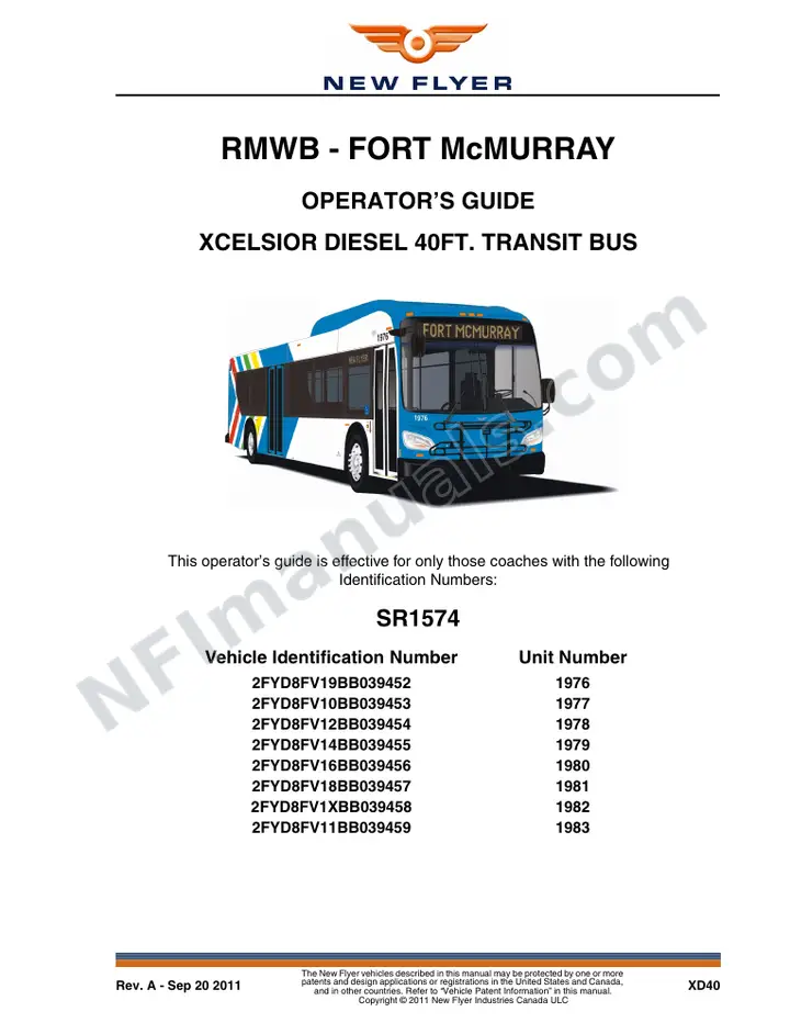 New Flyer XD40 Manual Package - RMWB - Fort McMurray included manual preview