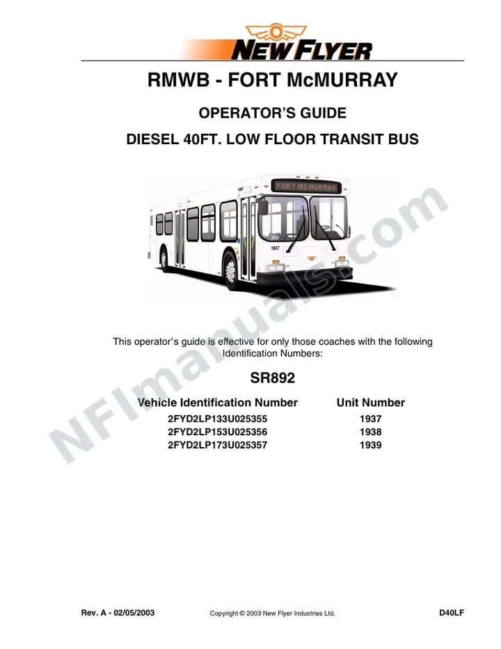 SR892 Operator's Guide, RMWB - Fort McMurray first-page preview