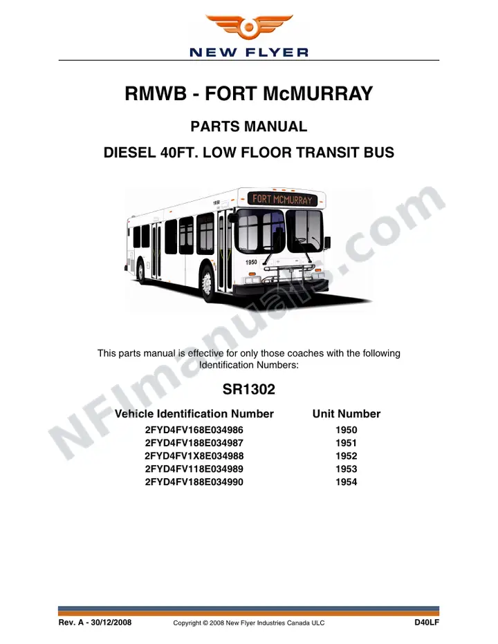 SR1302 Parts Manual, RMWB - Fort McMurray first-page preview