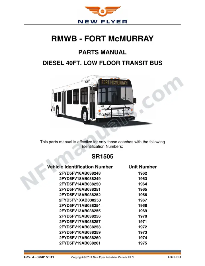 SR1505 Parts Manual, RMWB - Fort McMurray first-page preview