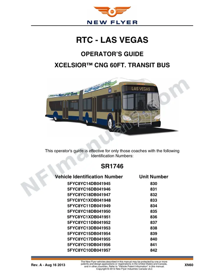New Flyer XN60 Manual Package - RTC - Las Vegas included manual preview