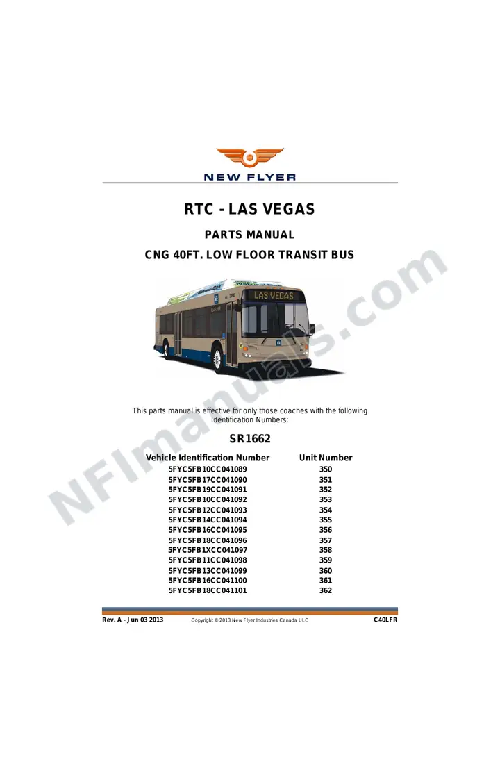 SR1662_1663 Parts Manual, RTC - Las Vegas first-page preview