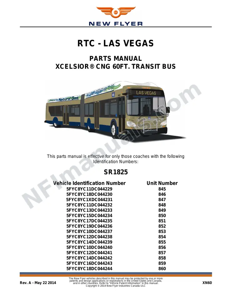 1825 Parts Manual, RTC - Las Vegas first-page preview