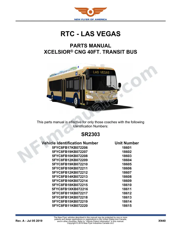 SR2303 Parts Manual, RTC - Las Vegas first-page preview