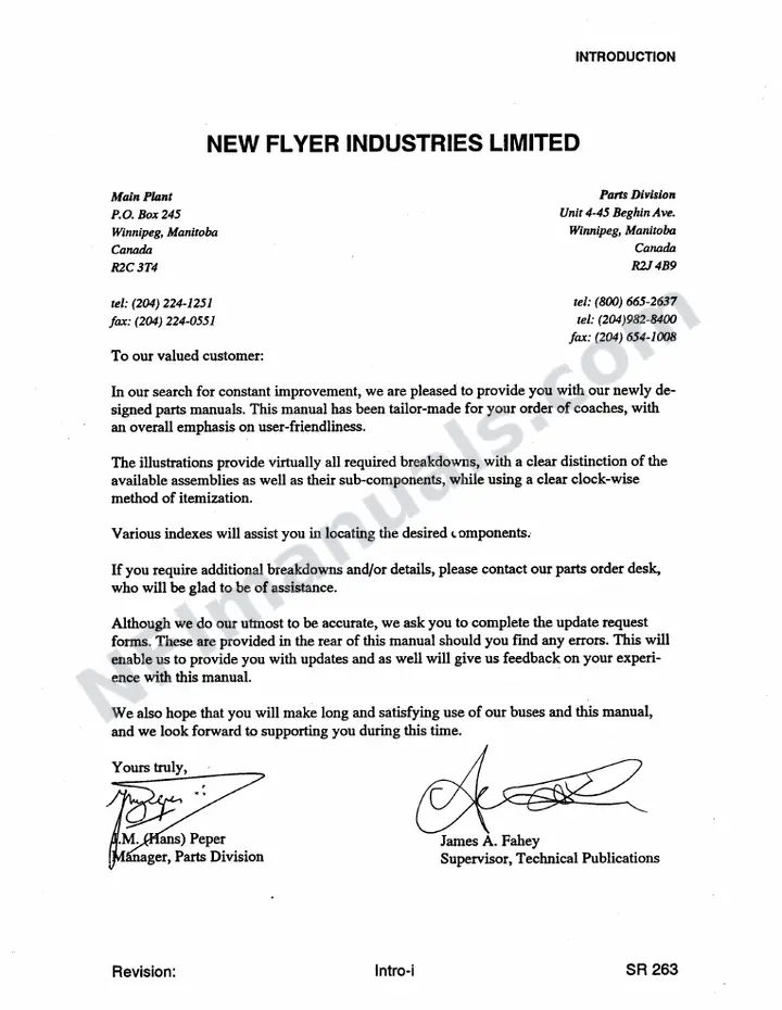 SR263 Parts Manual, RTC Nevada first-page preview