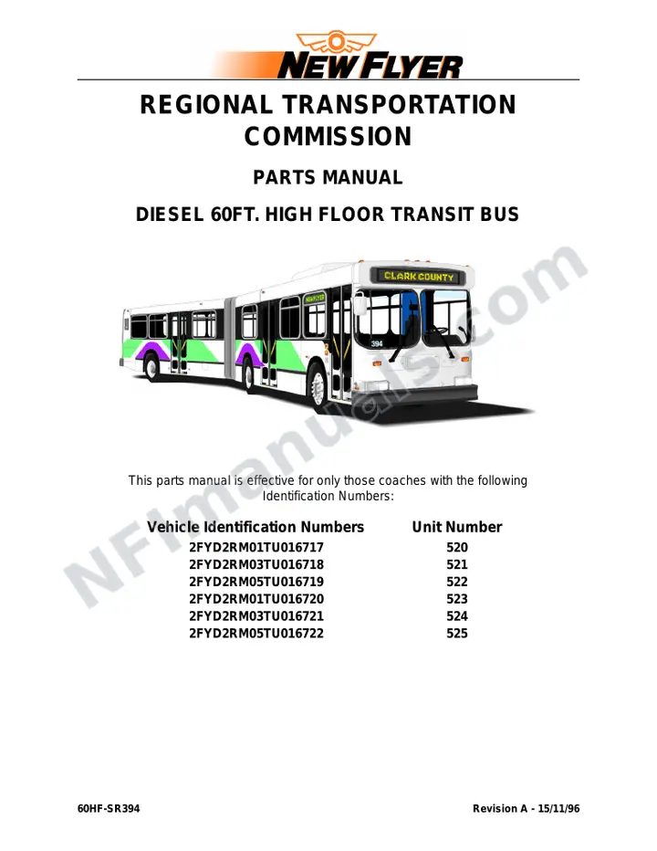 SR394 Parts Manual, Regional Transportation Commission - Clark County first-page preview