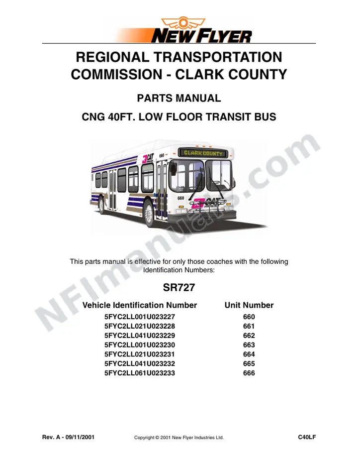 SR727 Parts Manual, Regional Transportation Commission - Clark County first-page preview