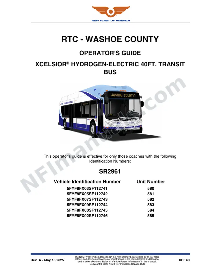 SR2961 Operator's Guide, RTC - Washoe County first-page preview
