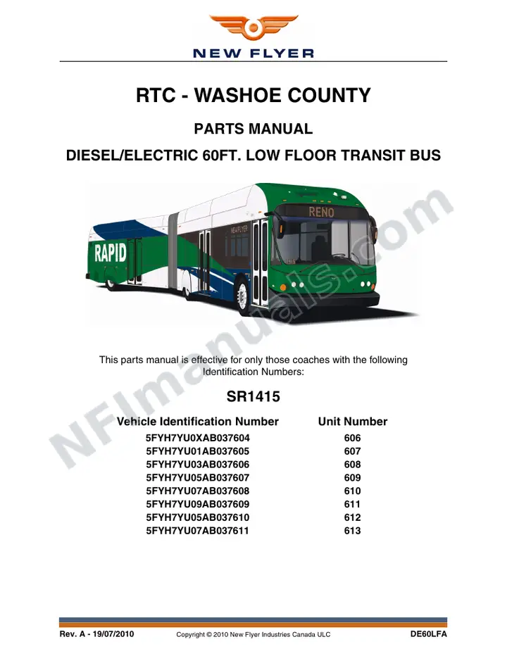 SR1415 Parts Manual, RTC - Washoe County first-page preview