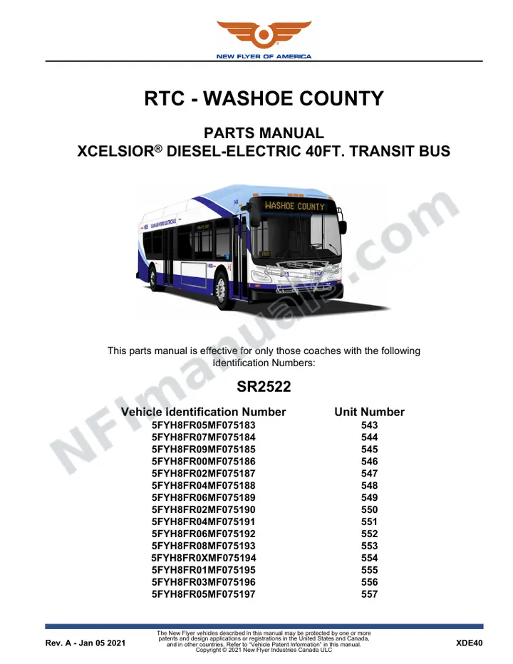 SR2522 Parts Manual, RTC - Washoe County first-page preview
