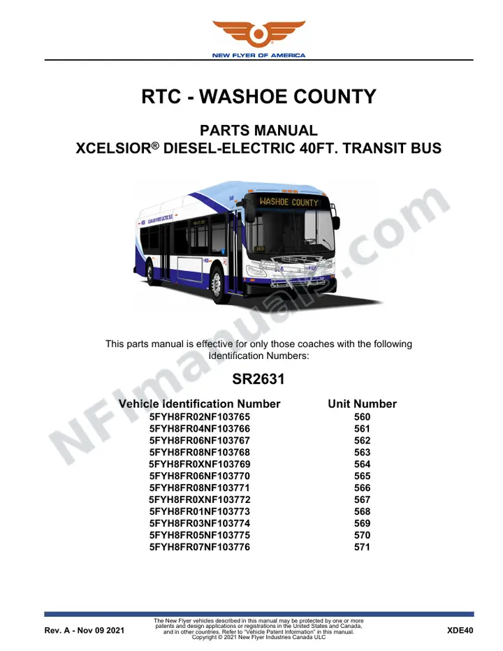 SR2631 Parts Manual, RTC - Washoe County first-page preview
