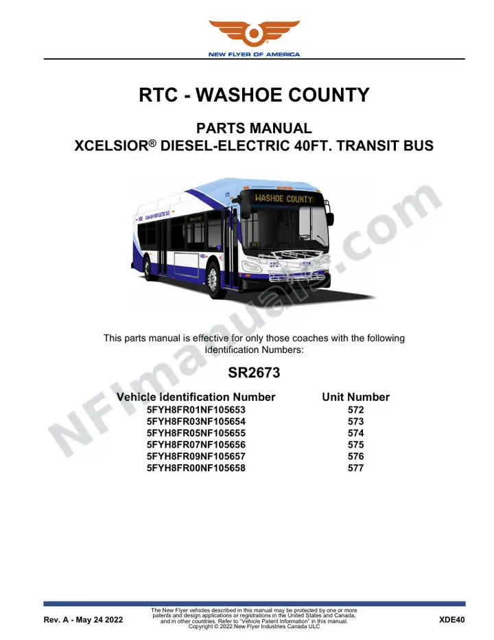 SR2673 Parts Manual, RTC - Washoe County first-page preview