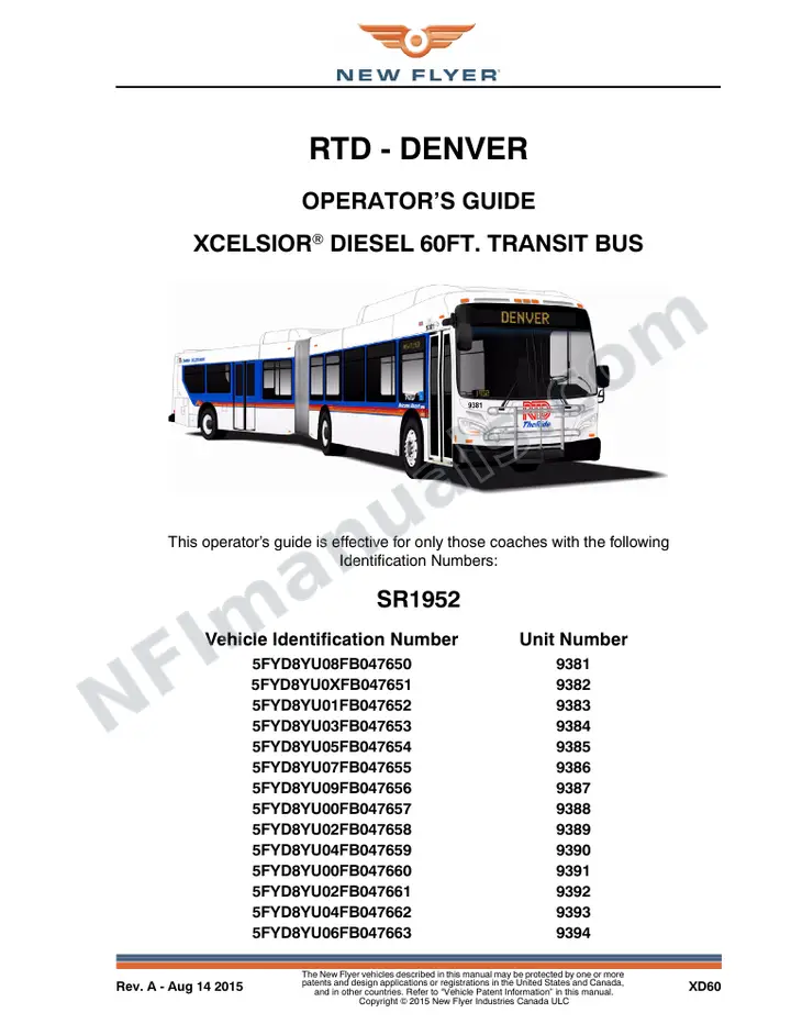 SR1952 Operator's Guide, RTD - Denver first-page preview
