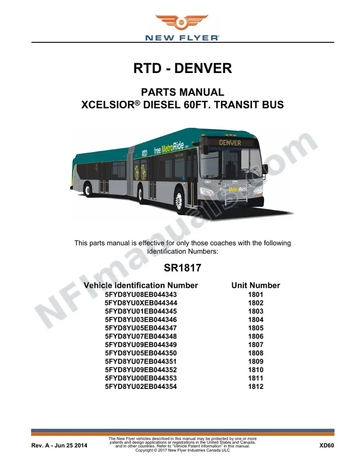 SR1817 Parts Manual, RTD - Denver first-page preview