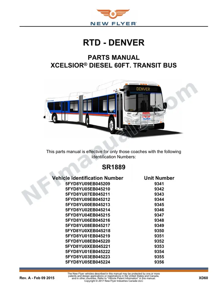 SR1889 Parts Manual, RTD - Denver first-page preview