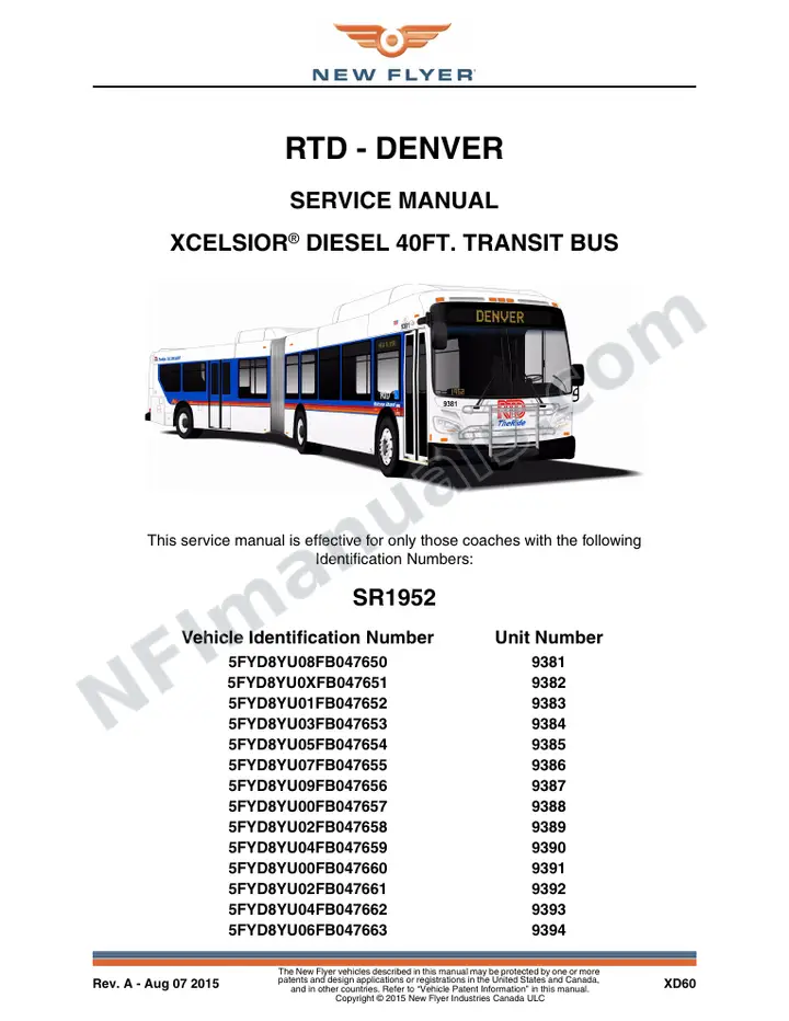 SR1952 Service Manual, RTD - Denver first-page preview