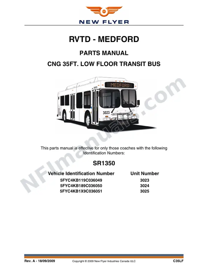 SR1350 Parts Manual, RVTD - Medford first-page preview