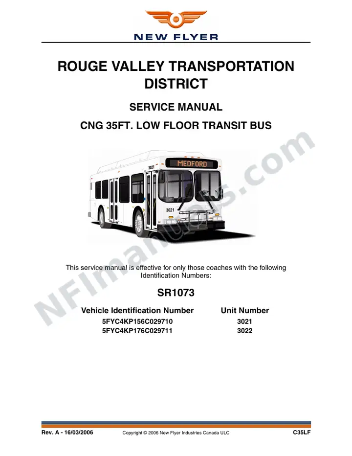 SR1073 Service Manual, Rouge Valley Transportation District first-page preview