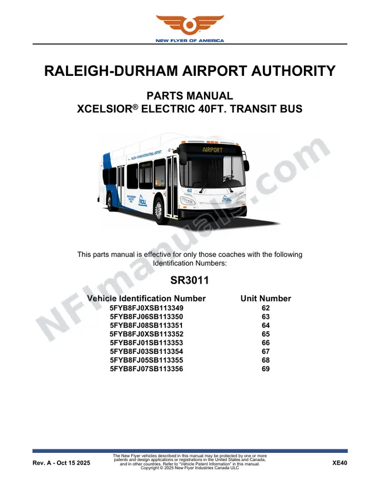 SR3011 Parts Manual, Raleigh-Durham Airport Authority first-page preview