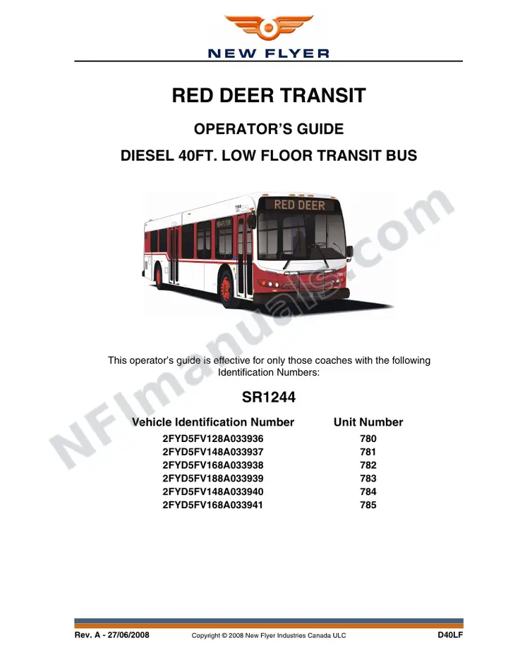 SR1244 Operator's Guide, Red Deer Transit first-page preview