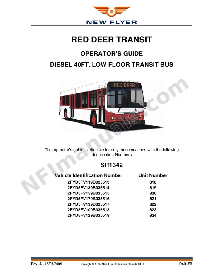 SR1342 Operator's Guide, Red Deer Transit first-page preview