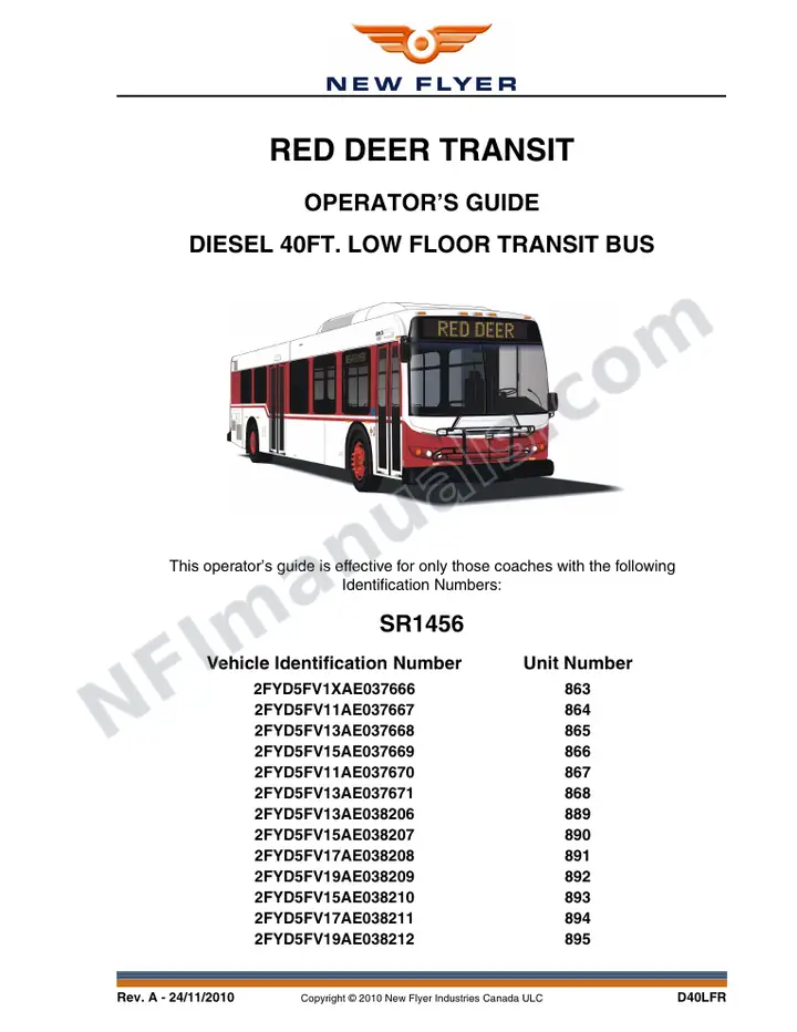 SR1456 Operator's Guide, Red Deer Transit first-page preview