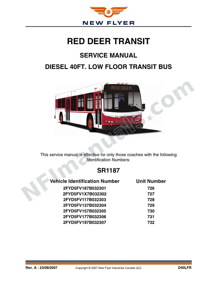 SR1187 Service Manual, Red Deer Transit first-page preview