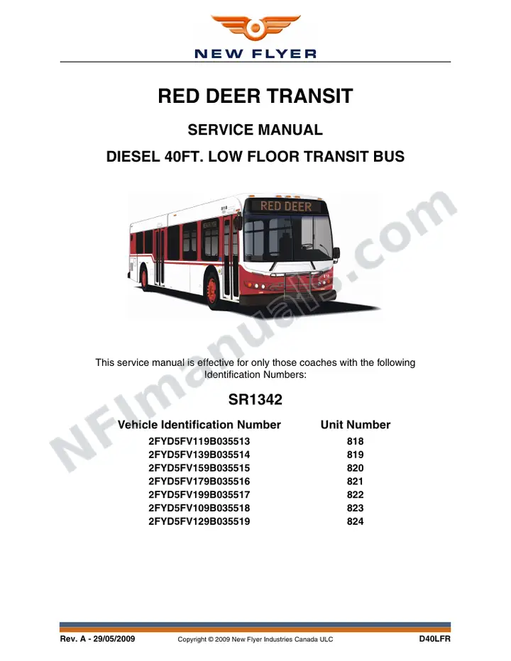 SR1342 Service Manual, Red Deer Transit first-page preview