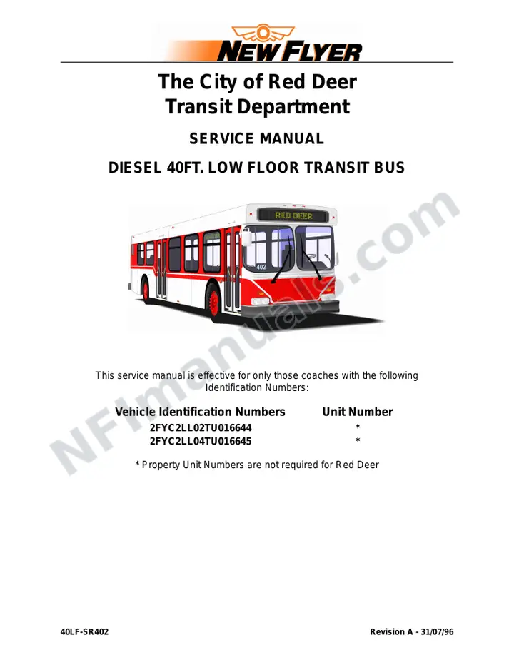 SR402 Service Manual, Red Deer Transit first-page preview