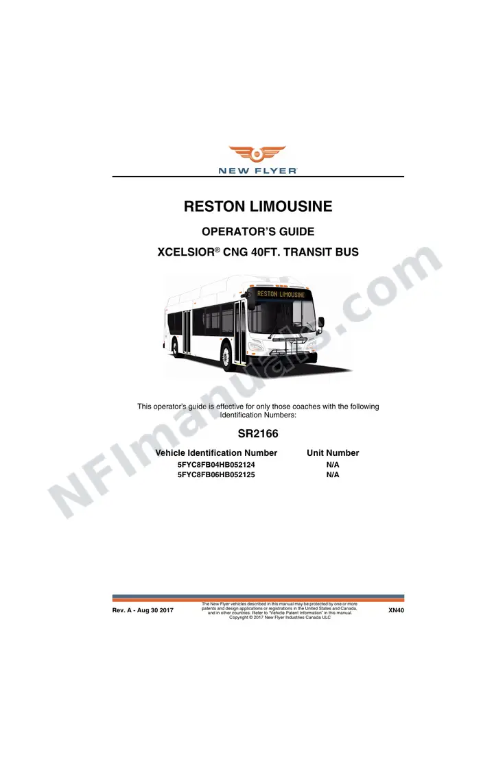 New Flyer XN40 Manual Package - Reston Limousine included manual preview