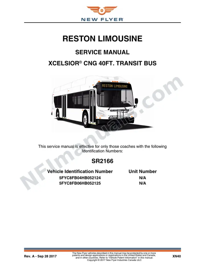 SR2166 Service Manual, Reston Limousine first-page preview