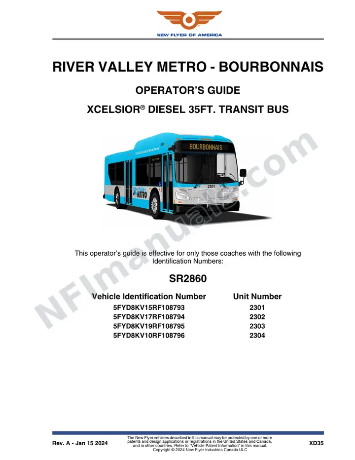 SR2860 Operator's Guide, River Valley Metro - Bourbonnais first-page preview