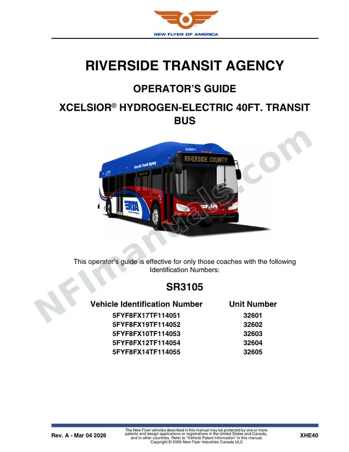 New Flyer XHE40 Manual Package - Riverside Transit Agency included manual preview