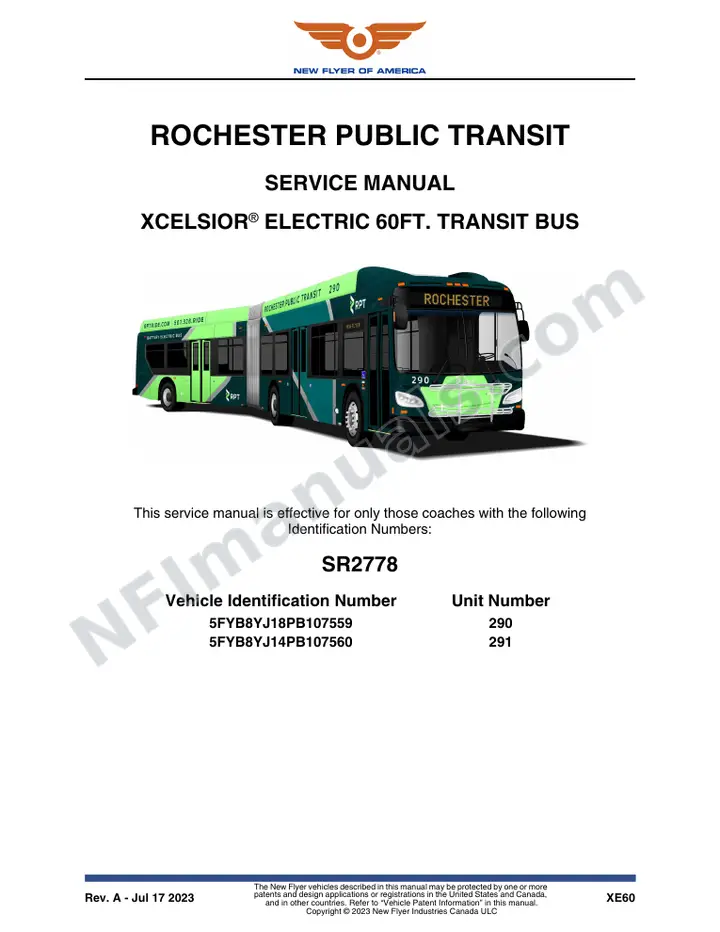 SR2778 Service Manual, Rochester Public Transit first-page preview