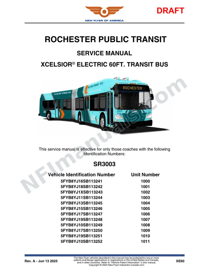 SR3003 Service Manual, Rochester Public Transit first-page preview