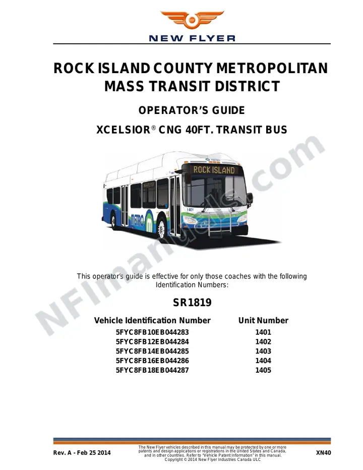 SR1819 Operator's Guide, Rock Island County Metropolitan Mass Transit District first-page preview