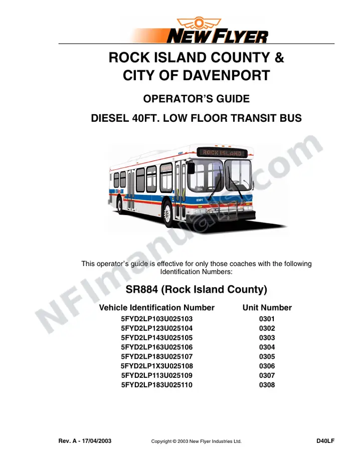 SR884/885 Operator's Guide, Rock Island County & City of Davenport first-page preview