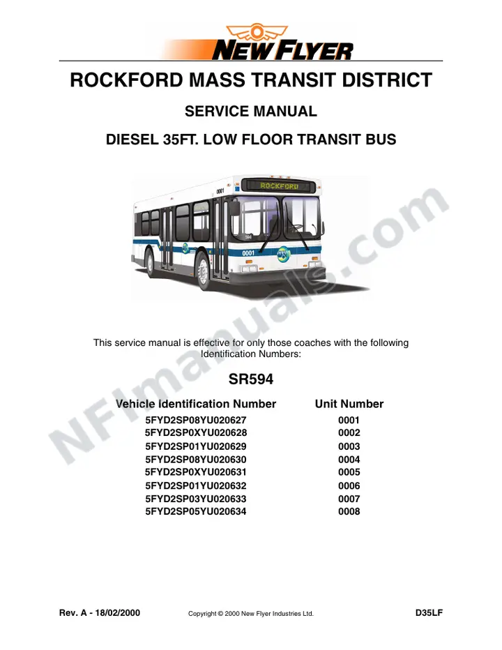 SR594 Service Manual, Rockford Mass Transit District first-page preview