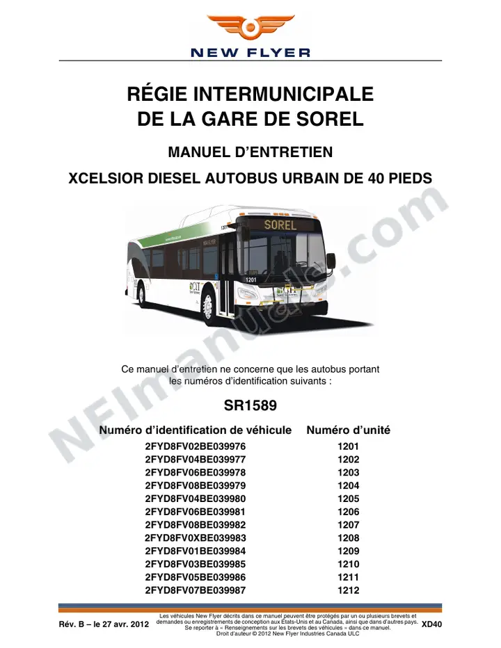 SR1589_1629 Manuel D'Entretien, Régie intermunicipale de la gare de Sorel first-page preview